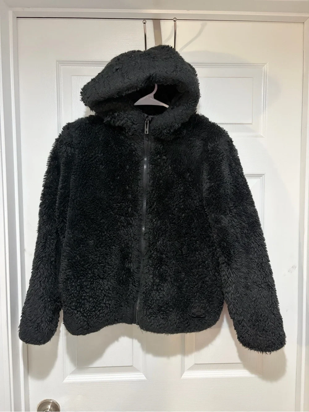 UNDER ARMOUR Girl’s Faux Fur Sherpa Black Fleece Zip-Up Hooded Jacket